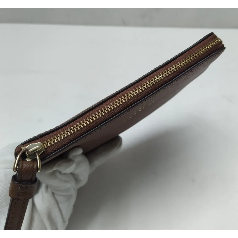 Coach Brown Leather Zipper Closure Coin Wallet
